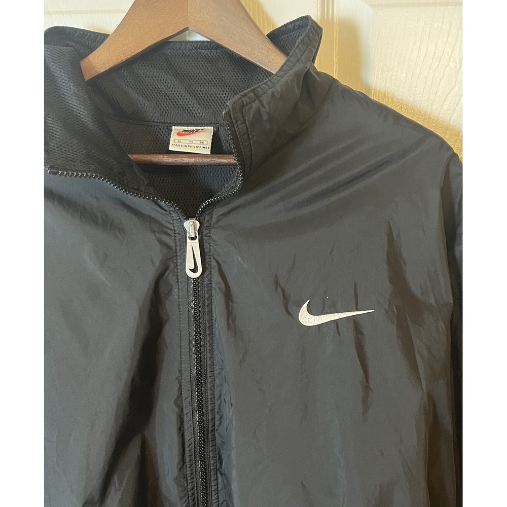 Vintage Nike Jacket‎ Men's Extra Large Black Full Zip Swoosh Windbreaker 90s